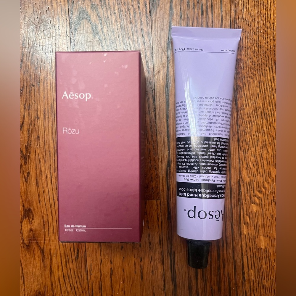 Brand new Aesop Rozu parfum and Eleos Hand Cream 75ml